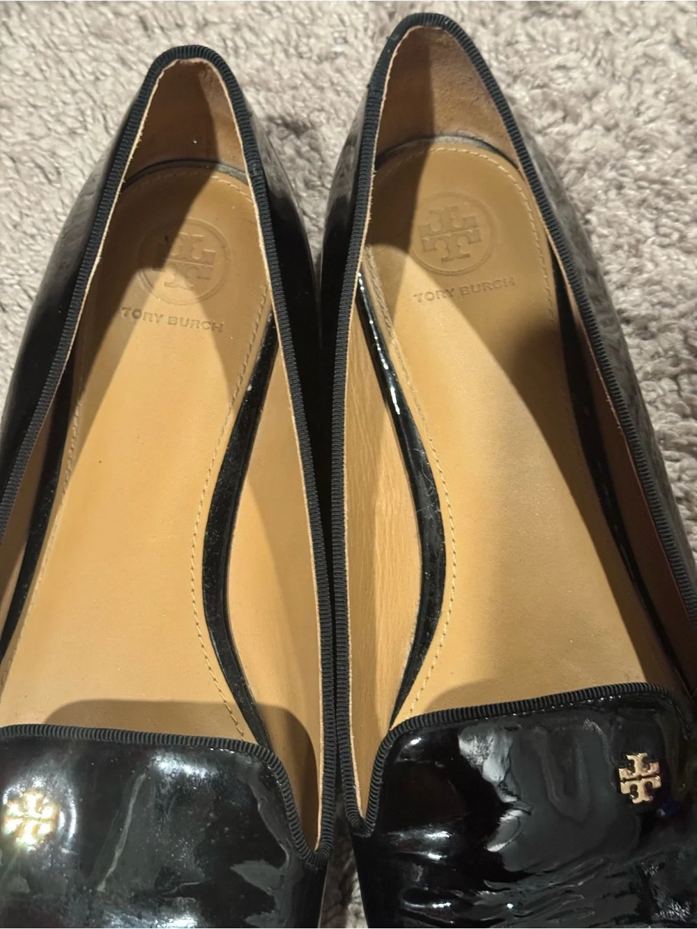 Tory Burch Black Patent Leather Slip-On Loafers